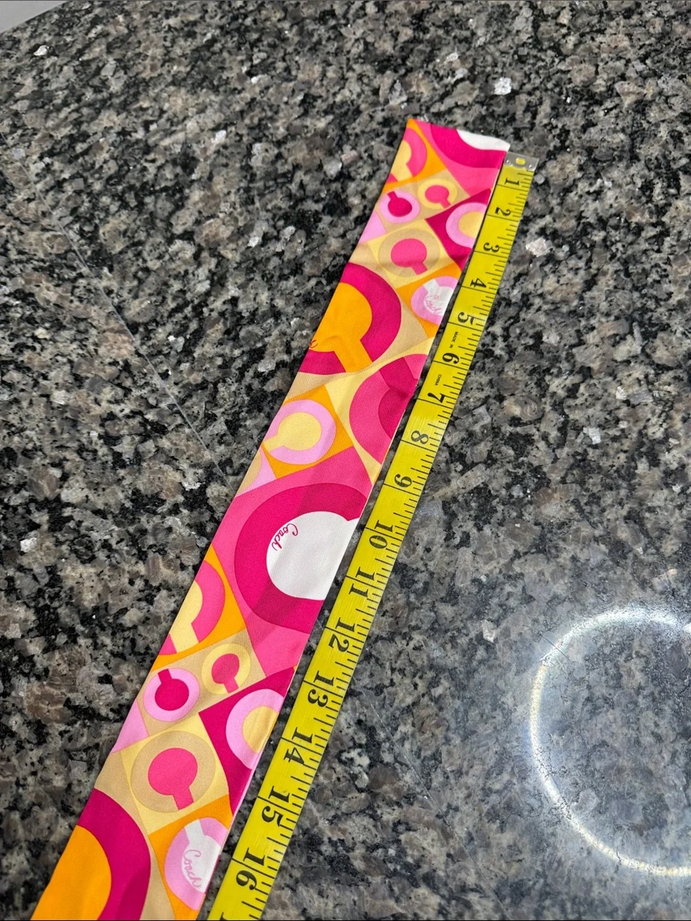 Coach silk twilly scarf Pink, Yellow & Orange Graphic Signature Scarf EUC